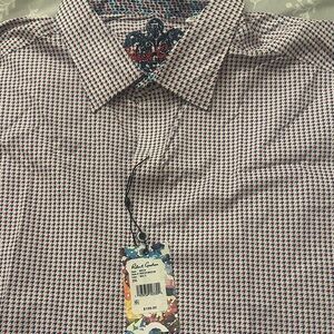 Robert Graham Men's Red and Blue Geometric Shirt